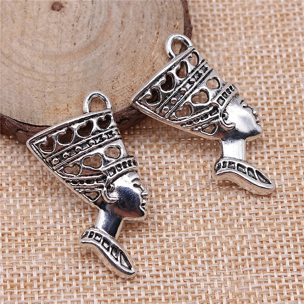 10pcs Woman Head Charms 39x20mm Antique Silver Pendant Jewelry Accessories