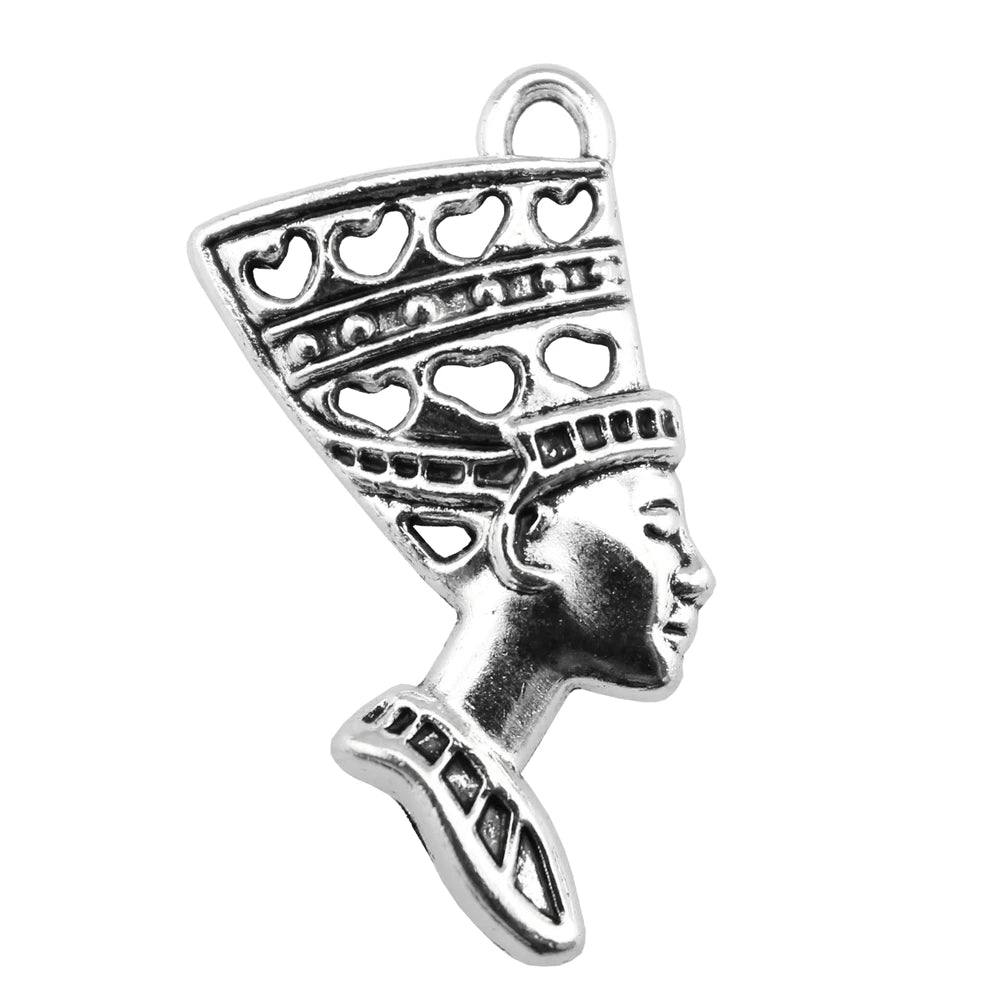 10pcs Woman Head Charms 39x20mm Antique Silver Pendant Jewelry Accessories