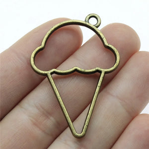 10pcs Ice Cream Metal Frame Charms DIY Antique Silver Bronze Jewelry