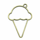 10pcs Ice Cream Metal Frame Charms DIY Antique Silver Bronze Jewelry