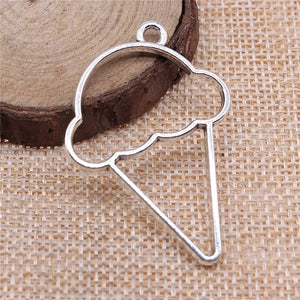 10pcs Ice Cream Metal Frame Charms DIY Antique Silver Bronze Jewelry