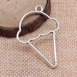10pcs Ice Cream Metal Frame Charms DIY Antique Silver Bronze Jewelry