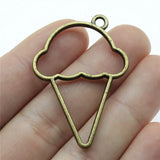 10pcs Ice Cream Metal Frame Charms DIY Antique Silver Bronze Jewelry