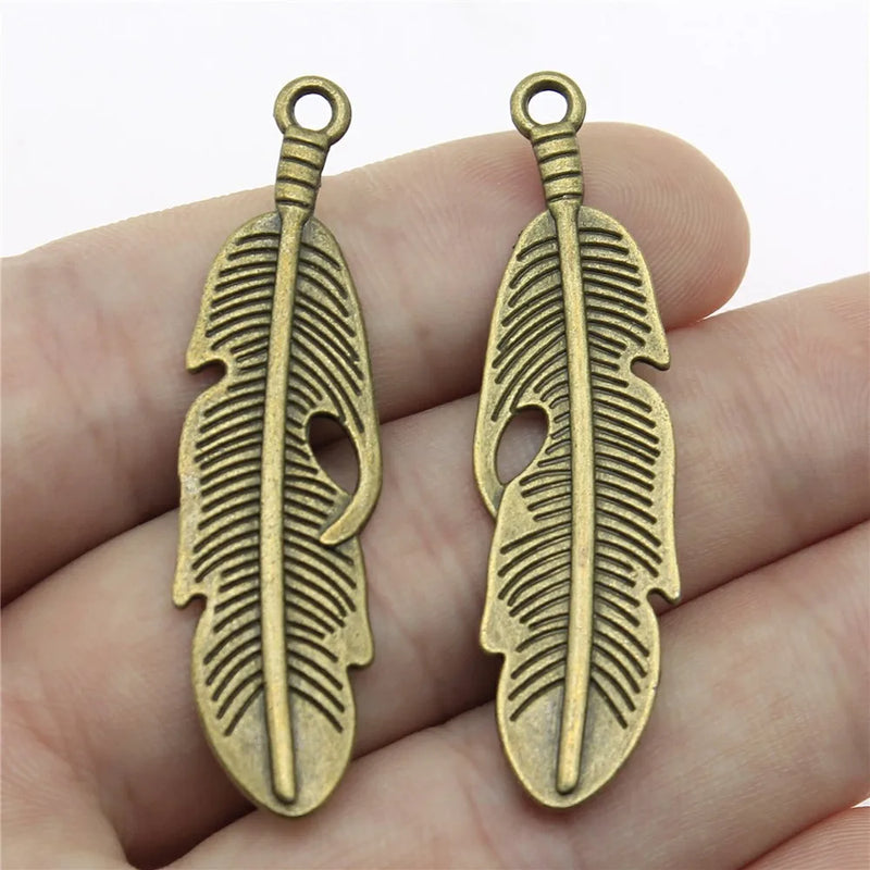 10pcs Feather Charms Pendants Jewelry Making 2 Colors