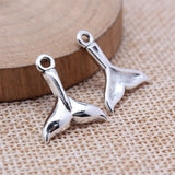 20pcs Antique Silver Whale Tail Charms Pendant DIY Jewelry Making