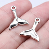 20pcs Antique Silver Whale Tail Charms Pendant DIY Jewelry Making