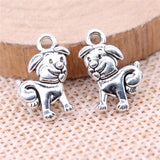 20pcs Dog Charms 17x11mm DIY Jewelry Findings Antique Silver Alloy Pendant
