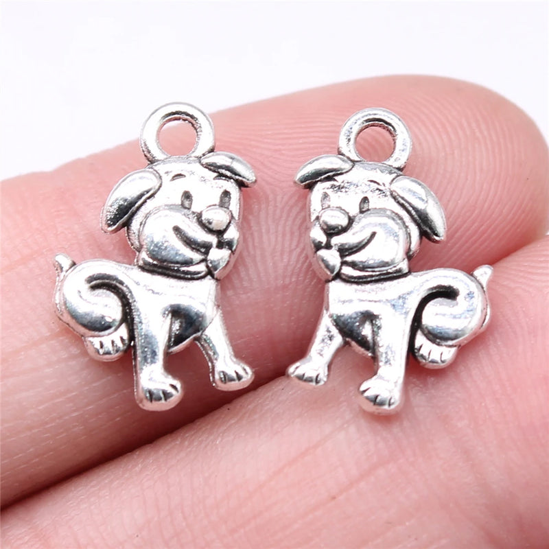 20pcs Dog Charms 17x11mm DIY Jewelry Findings Antique Silver Alloy Pendant