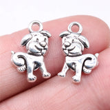 20pcs Dog Charms 17x11mm DIY Jewelry Findings Antique Silver Alloy Pendant