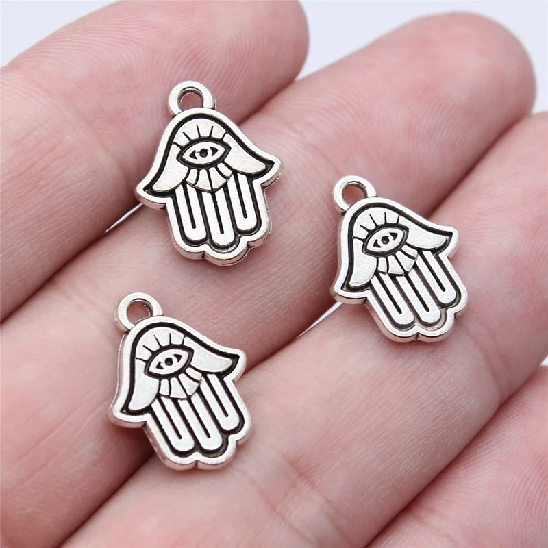 20pcs Antique Silver Eye Palm Charms Pendant 18x13mm For DIY Jewelry Making
