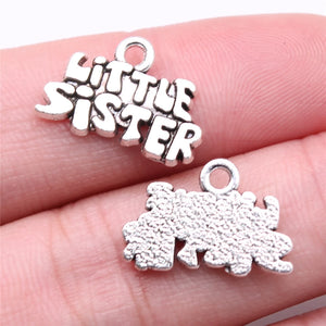 20pcs Little Sister Charms 19x13mm DIY Jewelry Findings Antique Silver Alloy