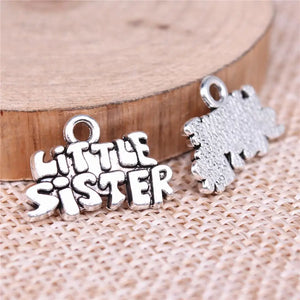 20pcs Little Sister Charms 19x13mm DIY Jewelry Findings Antique Silver Alloy