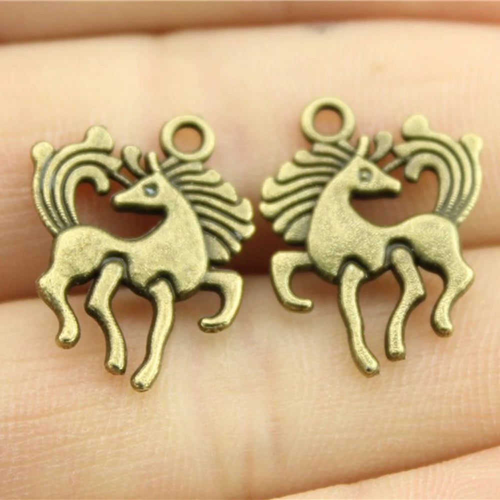 20pcs Horse Charms Pendants for Jewelry Making Silver Plated Find