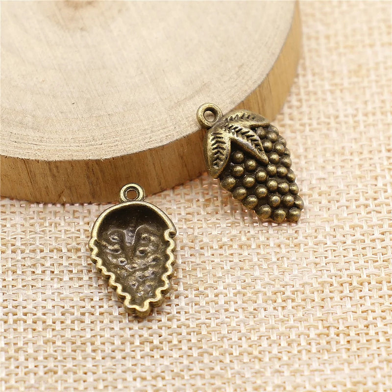 20pcs Grape Charms Pendants For Jewelry Making Antique Silver Plated Bronze