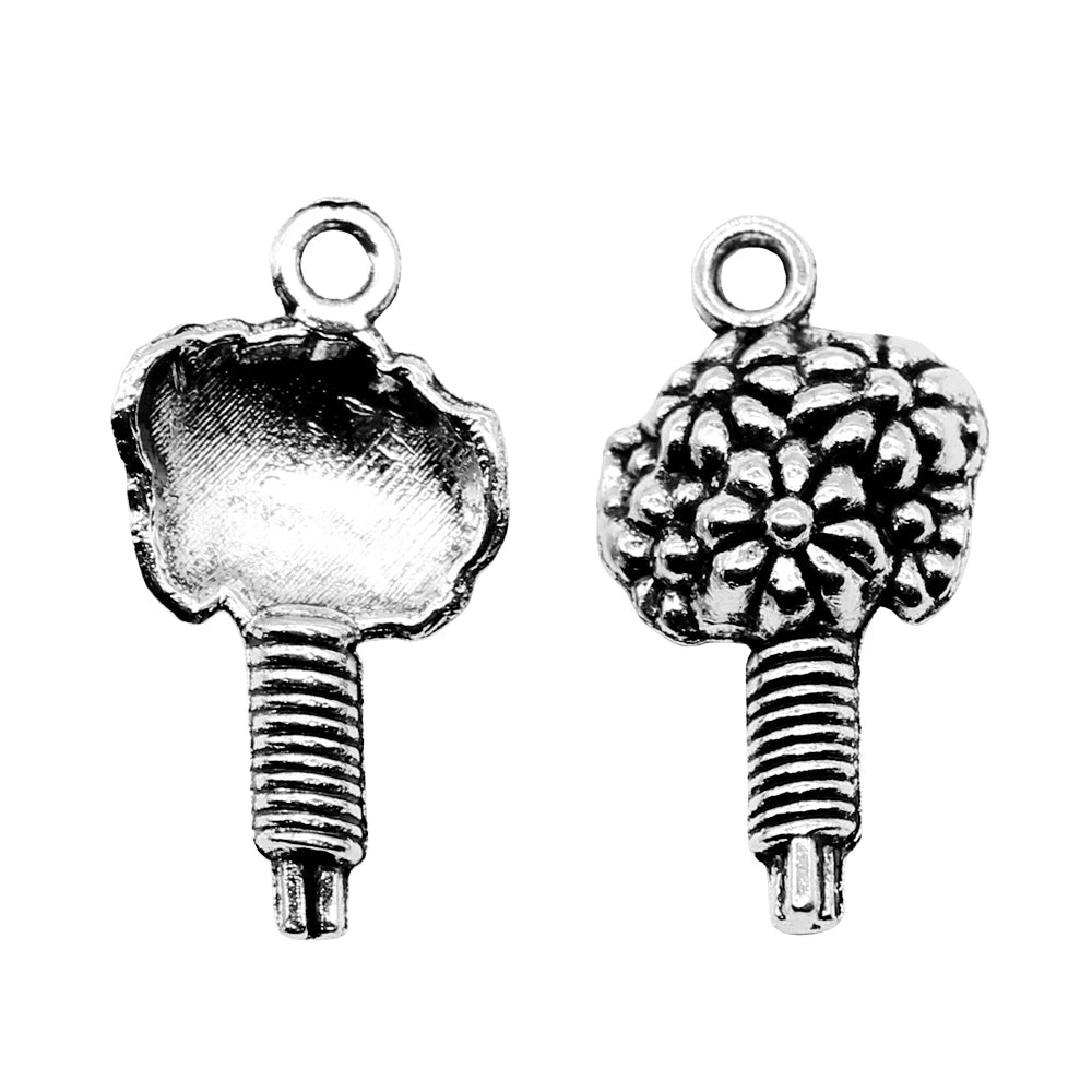 20pcs Flowers Charms For Jewelry Making Antique Silver Charm Pendant