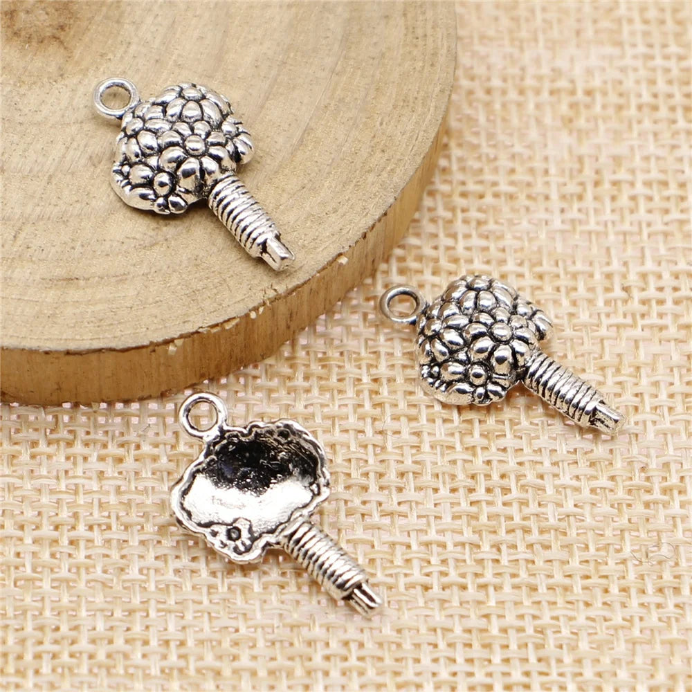 20pcs Flowers Charms For Jewelry Making Antique Silver Charm Pendant