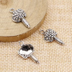 20pcs Flowers Charms For Jewelry Making Antique Silver Charm Pendant