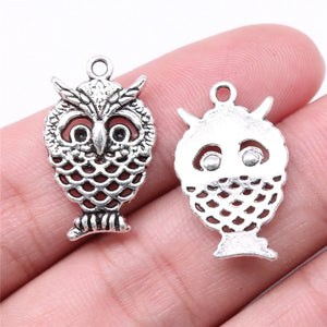 20pcs Owl Charms 24x15mm Antique Silver Plated Bronze Jewelry Findings
