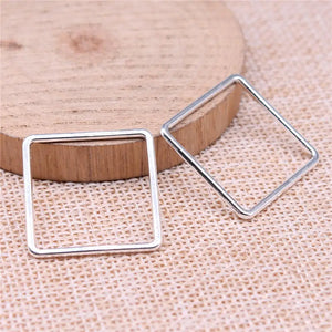 20pcs 25x25mm Square Charms for Jewelry Making DIY Findings Antique Silver
