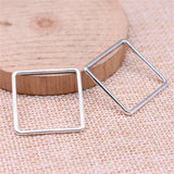 20pcs 25x25mm Square Charms for Jewelry Making DIY Findings Antique Silver