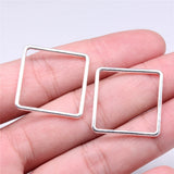 20pcs 25x25mm Square Charms for Jewelry Making DIY Findings Antique Silver