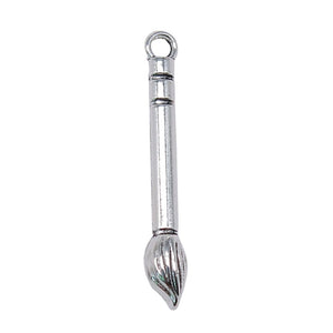 20pcs Writing Brush Charms Antique Silver for DIY Jewelry Making