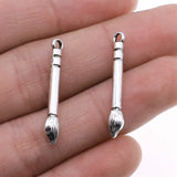 20pcs Writing Brush Charms Antique Silver for DIY Jewelry Making