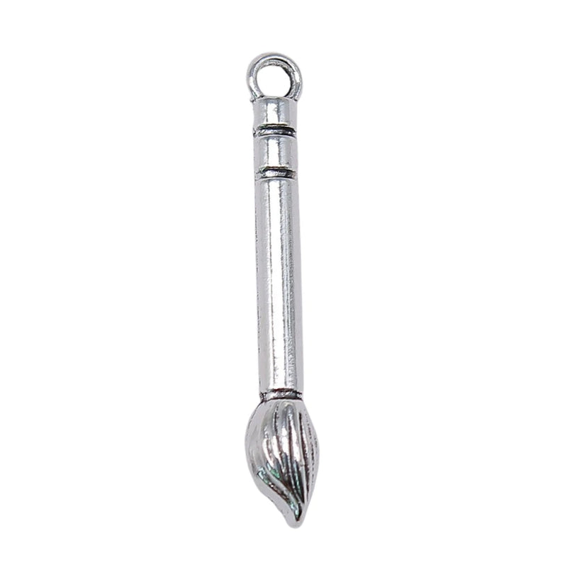 20pcs Writing Brush Charms Antique Silver for DIY Jewelry Making