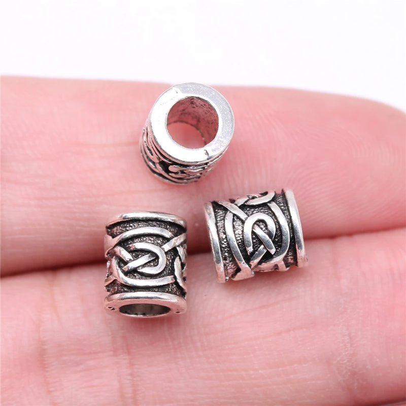 20pcs Big Hole Spacer Beads 9x8x8mm Antique Silver for Bracelet Making