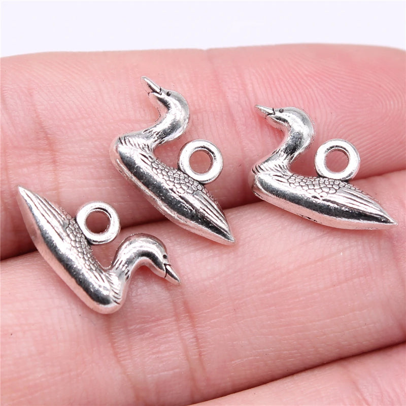 20pcs Goose Charms 18x10mm Antique Silver DIY Jewelry Findings Pendant