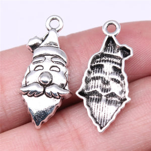 20pcs Santa Claus Charms for Jewelry Making DIY, Antique Silver Christmas Charms