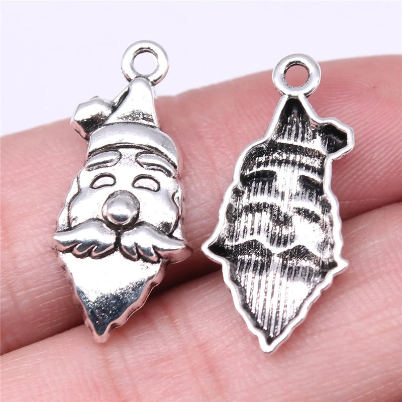 20pcs Santa Claus Charms for Jewelry Making DIY, Antique Silver Christmas Charms