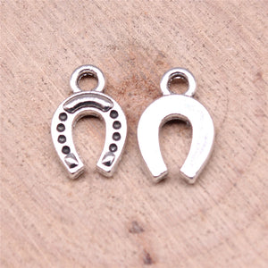 40pcs Horse Shoe Charms DIY Jewelry Findings Antique Silver Lucky Horsesh