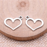 40pcs Hollow Heart Charms DIY Jewelry Findings Antique Silver Alloy Charms
