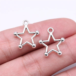 40pcs Hollow Star Charms for Jewelry Making DIY Findings Silver Alloy