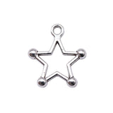 40pcs Hollow Star Charms for Jewelry Making DIY Findings Silver Alloy