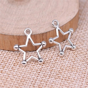 40pcs Hollow Star Charms for Jewelry Making DIY Findings Silver Alloy