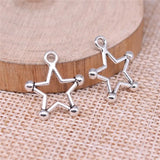 40pcs Hollow Star Charms for Jewelry Making DIY Findings Silver Alloy