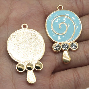 4pcs Lollipop Charms KC Plated for DIY Jewelry Making