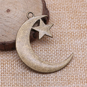 4pcs Moon Star Charms Antique Bronze Pendants Jewelry Making Accessories