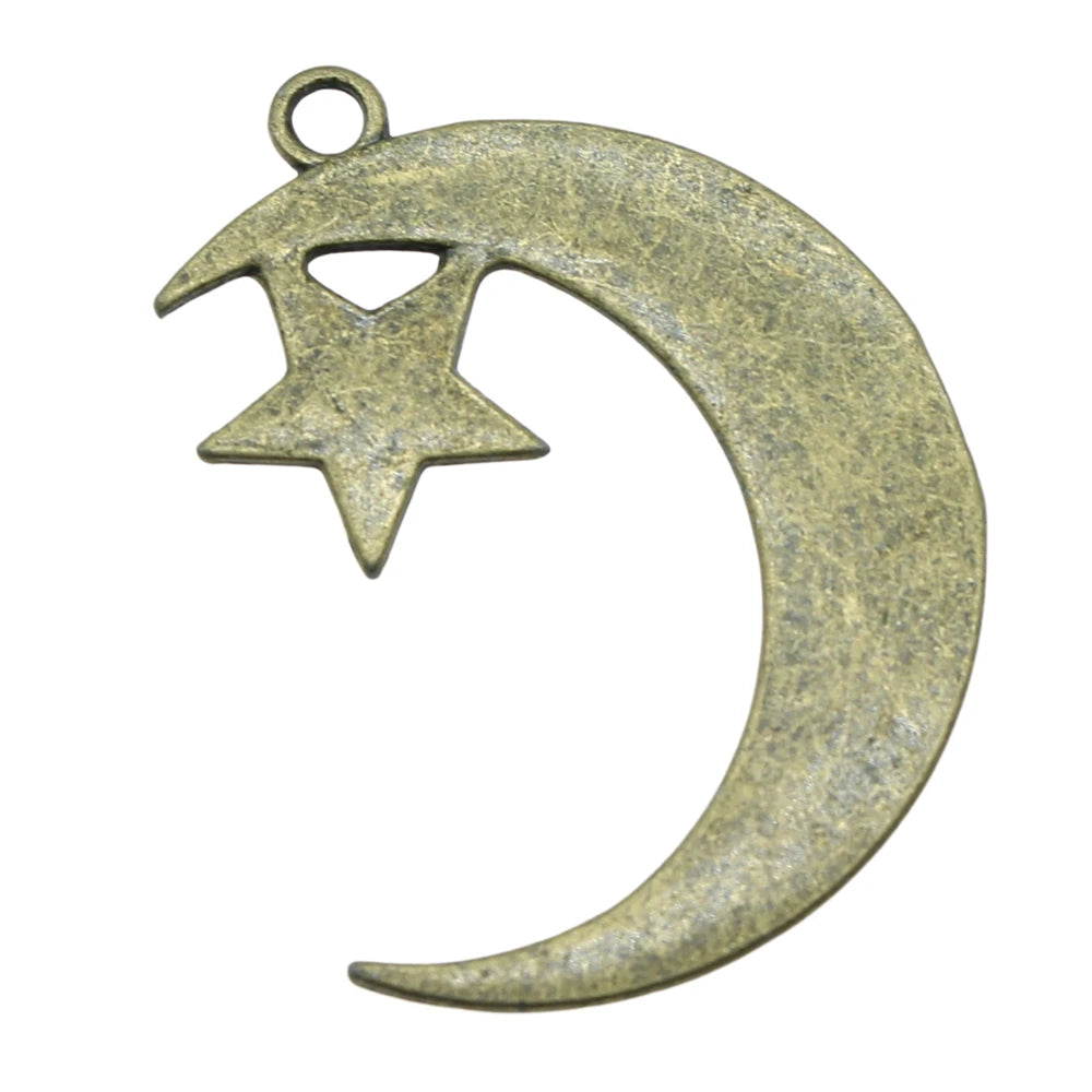 4pcs Moon Star Charms Antique Bronze Pendants Jewelry Making Accessories