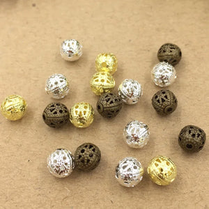 50pcs 3 Colors 4mm 6mm 8mm Copper Beads Spacer Charm DIY Bracelets Necklace