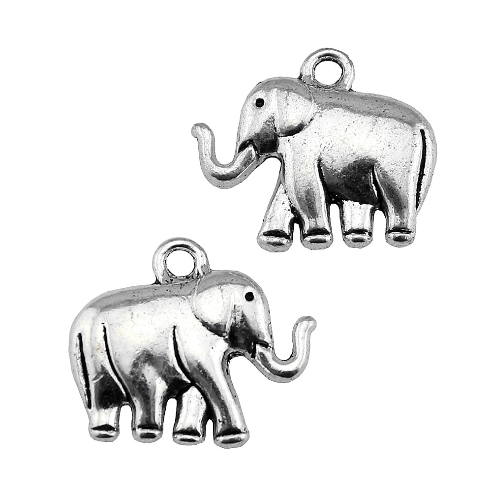 5pcs Elephant Charms Antique Silver Charm Pendant Jewelry Accessories