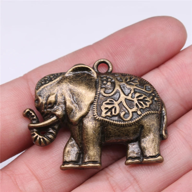 5pcs Elephant Charms For Jewelry Making DIY Antique Silver Alloy Pendant