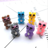 10Pcs 3D Glasses Bear Pendants Jewelry Making Supplies