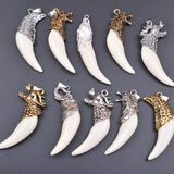 10Pcs Resin Wolf Tooth Charms for DIY Jewelry Making Necklaces