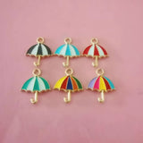 20Pcs Colorful Enamel Umbrella Pendant for Jewelry Making DIY