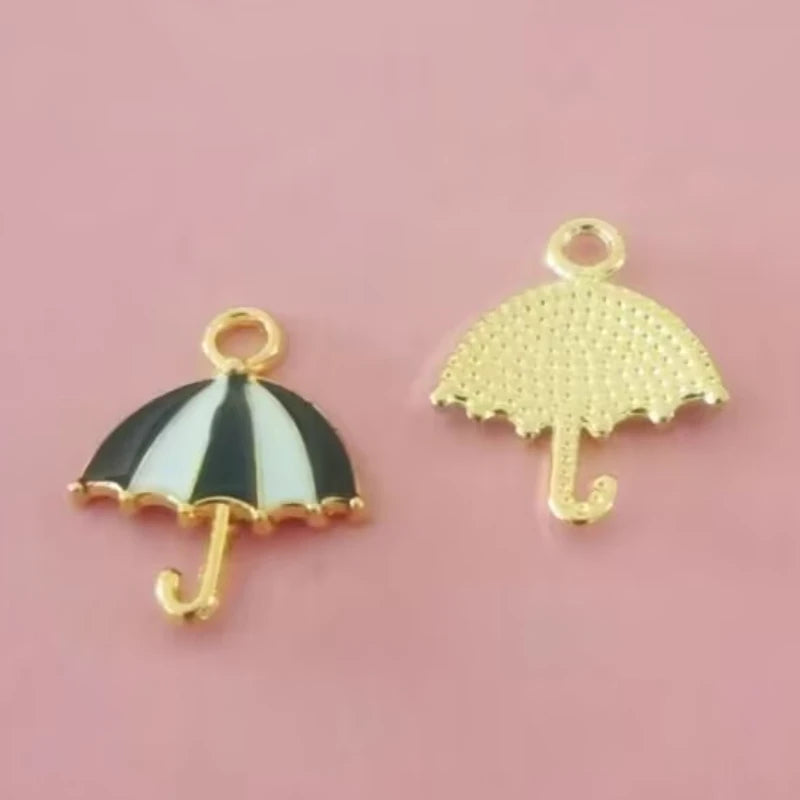 20Pcs Colorful Enamel Umbrella Pendant for Jewelry Making DIY