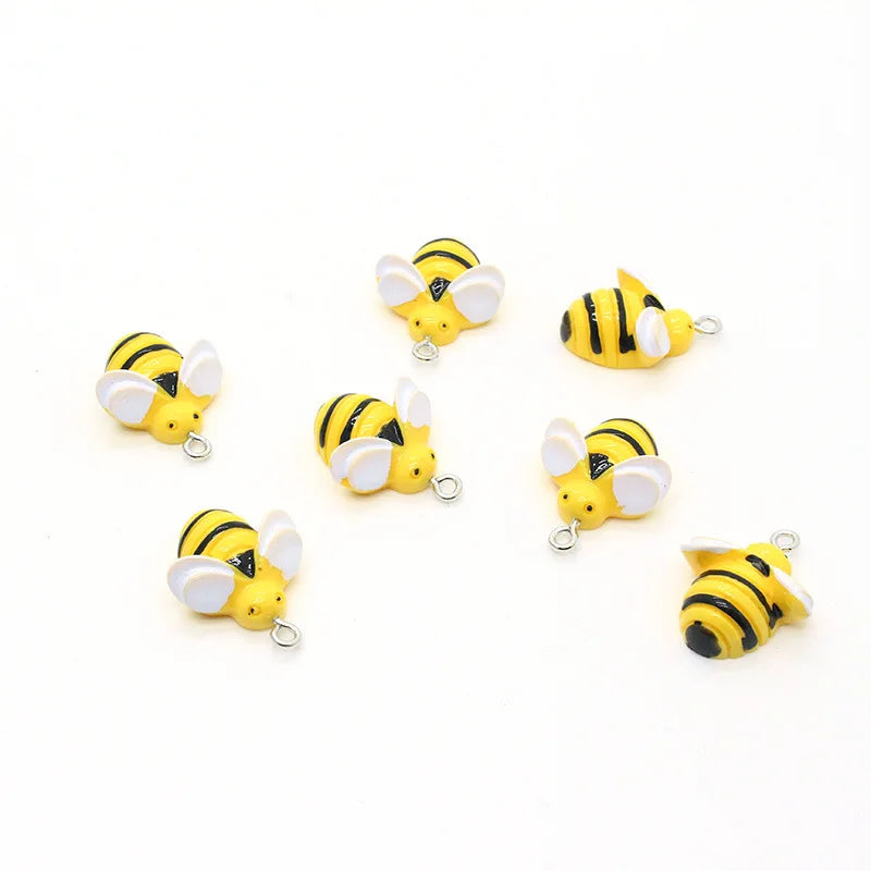 20Pcs Resin Cartoon Bee Pendant DIY Jewelry Earrings Bracelets Craft