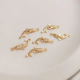2Pcs Zircon Dolphin Charms Whale Pendant DIY Jewelry Making